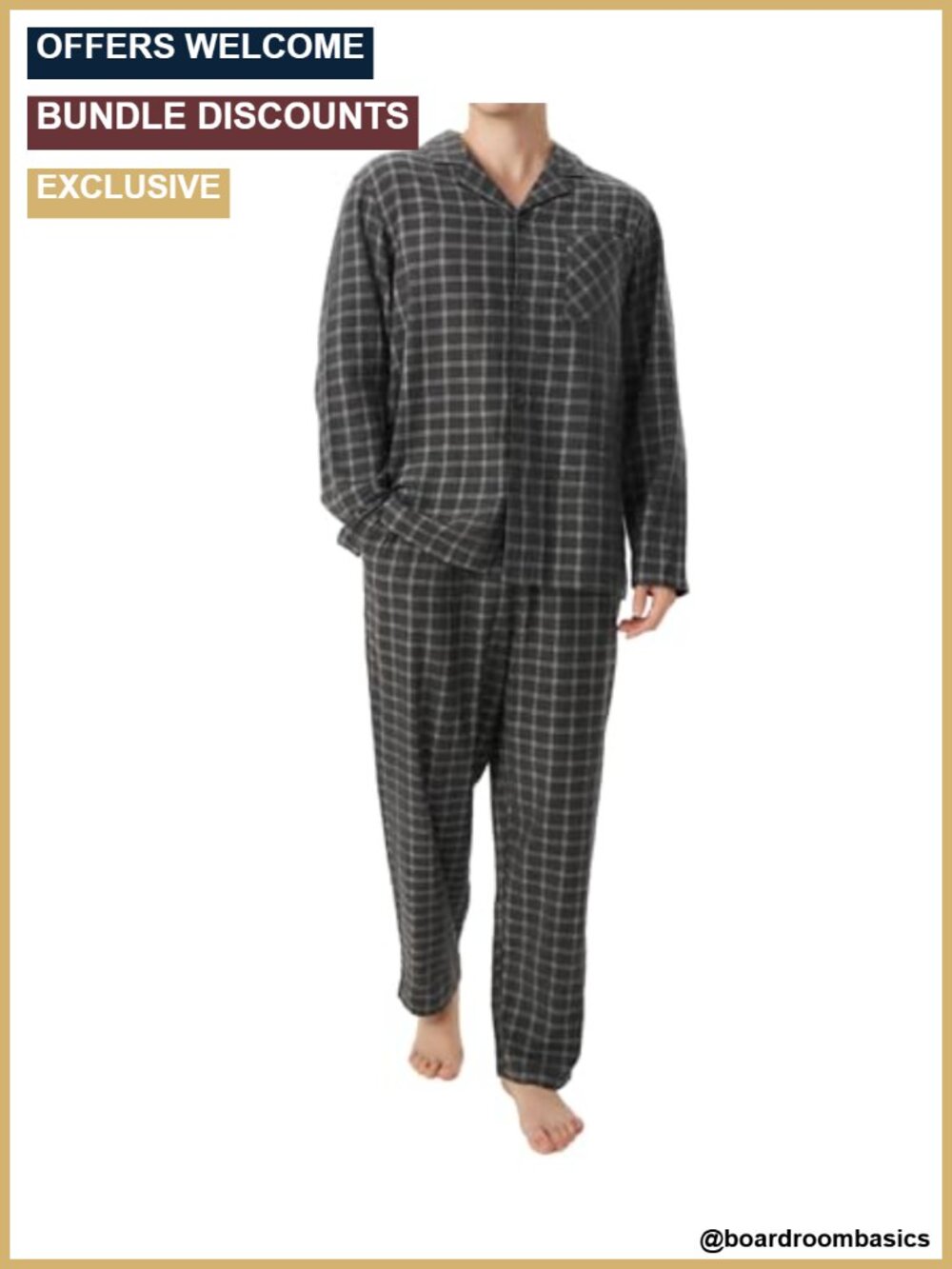 Men's Flannel Pajama Set Cotton Blend Plaid Sleep Lounge Set